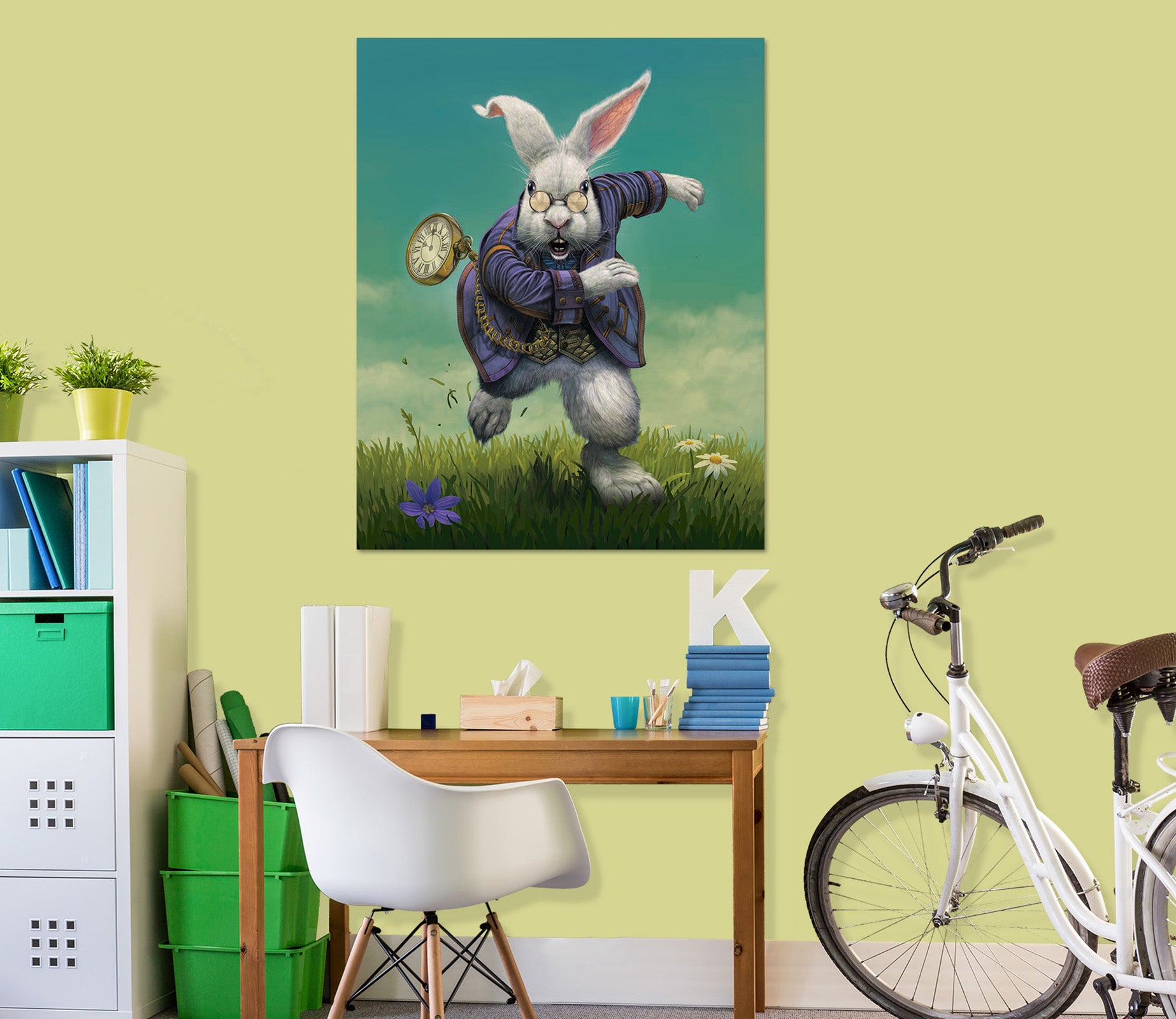 3D White Rabbit 092 Vincent Hie Wall Sticker