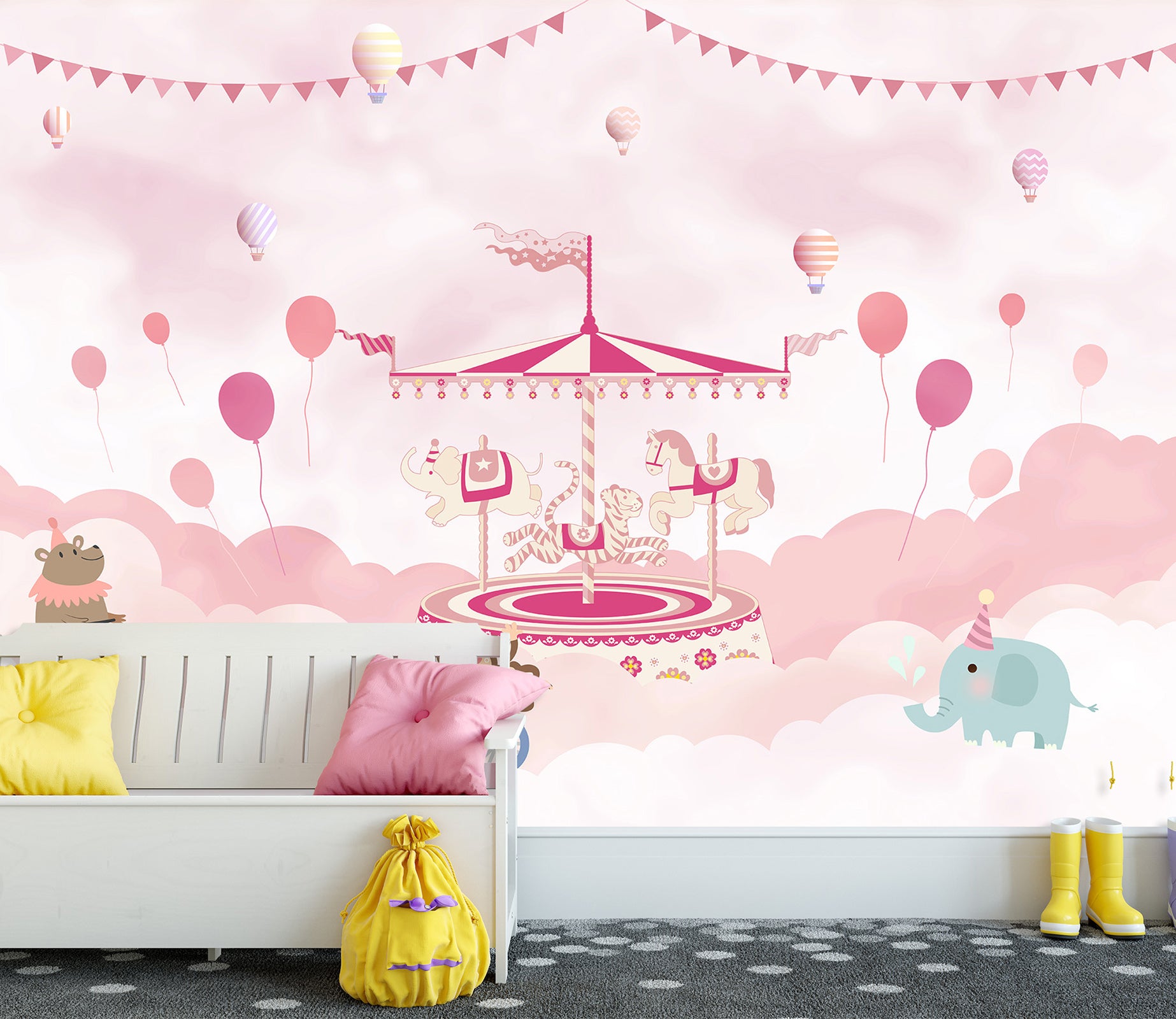 3D Pink Carousel 1439 Wall Murals