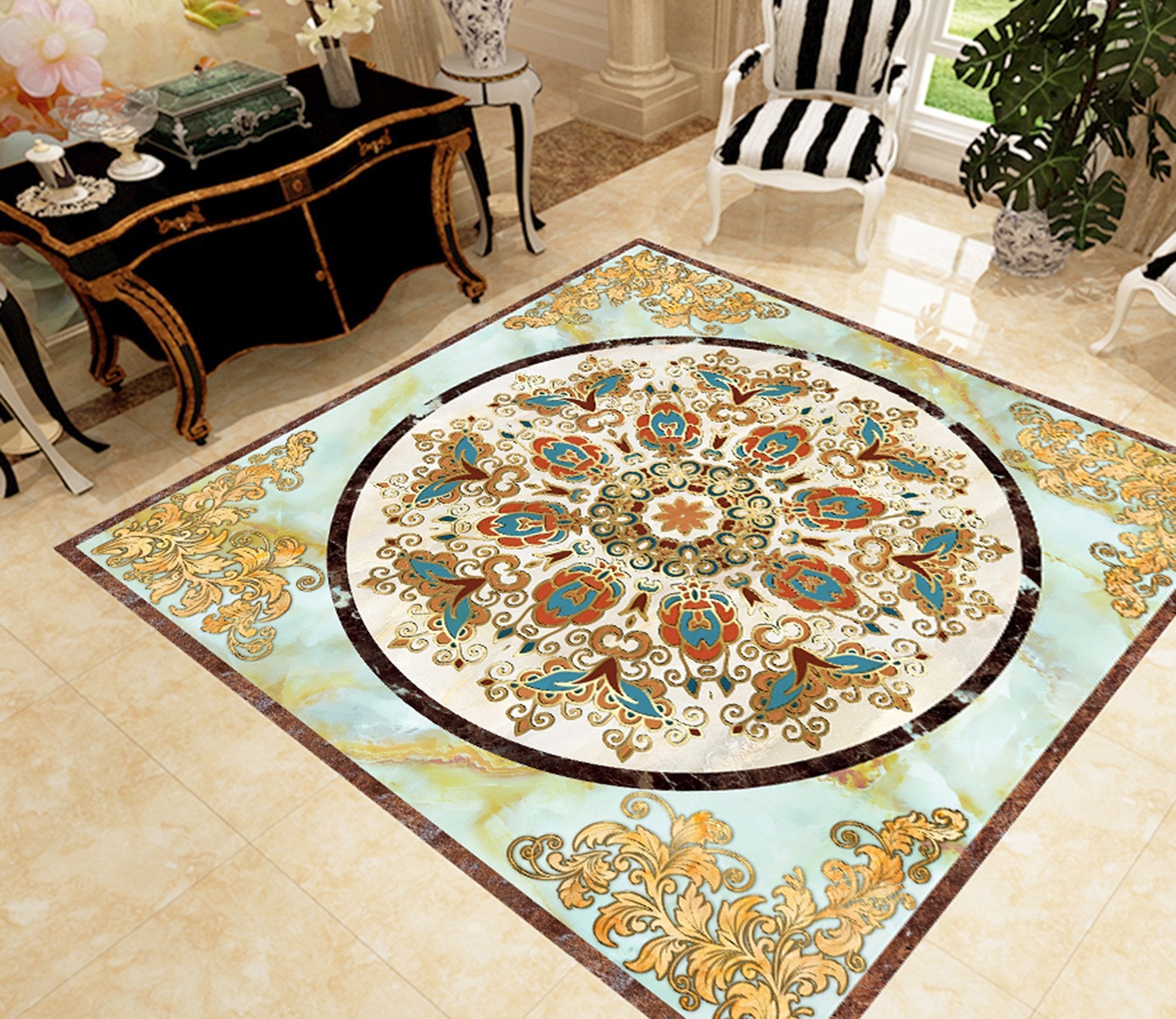 3D Circular Pattern WG706 Floor Mural Wallpaper AJ Wallpaper 2 