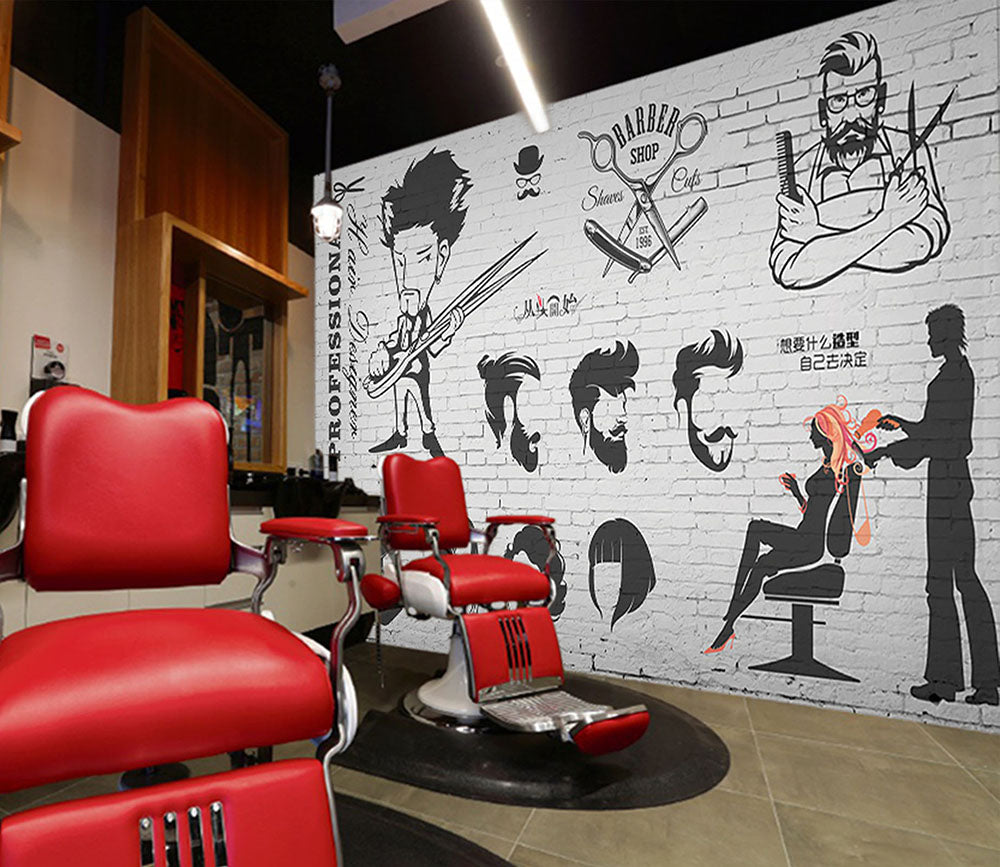 3D Gold Medal Barber 1463 Barber Shop Wall Murals