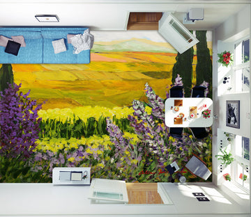 3D Flower Bush Yellow Field 9660 Allan P. Friedlander Floor Mural  Wallpaper Murals Self-Adhesive Removable Print Epoxy