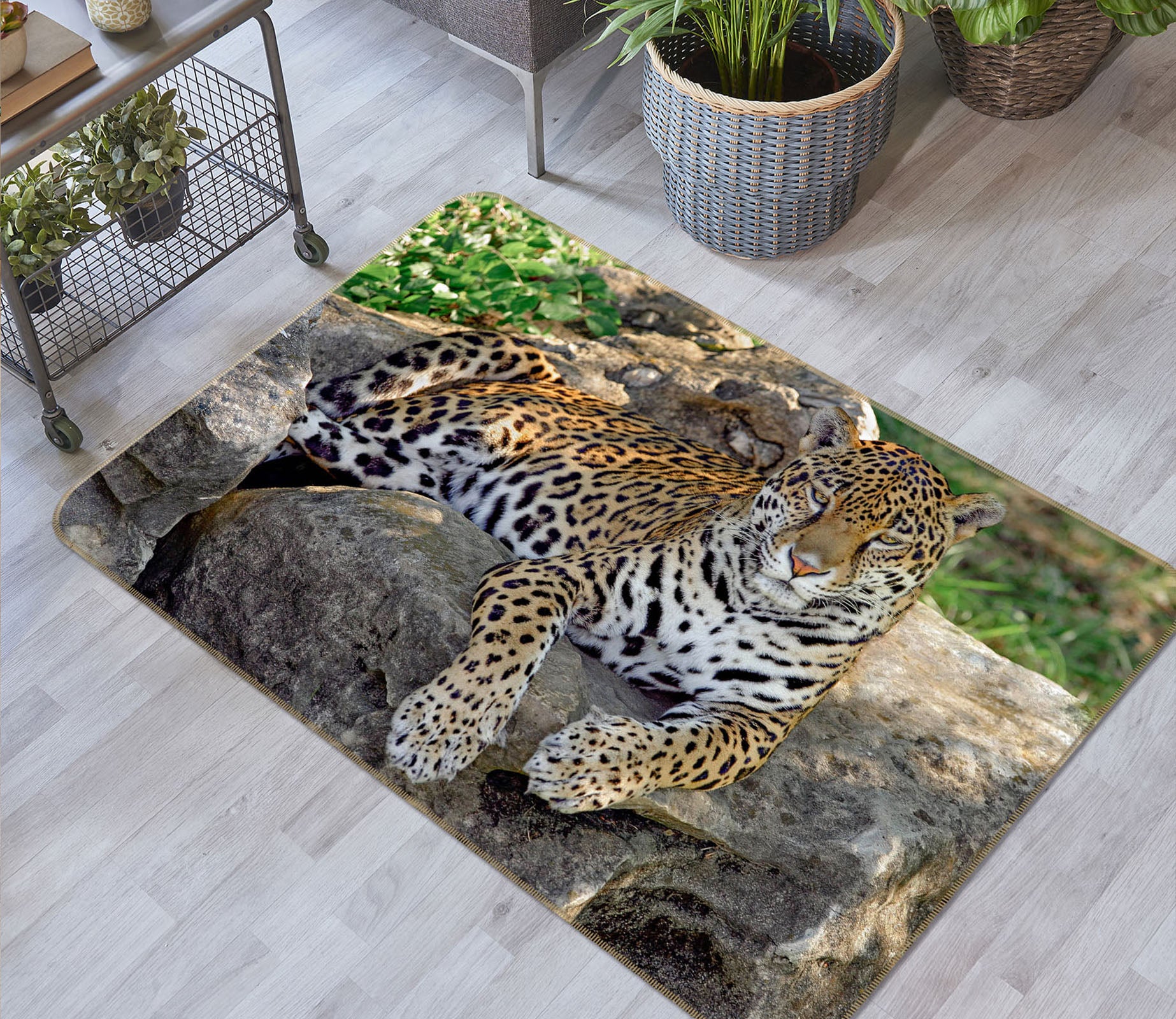 3D Leopard Stone 071 Animal Non Slip Rug Mat