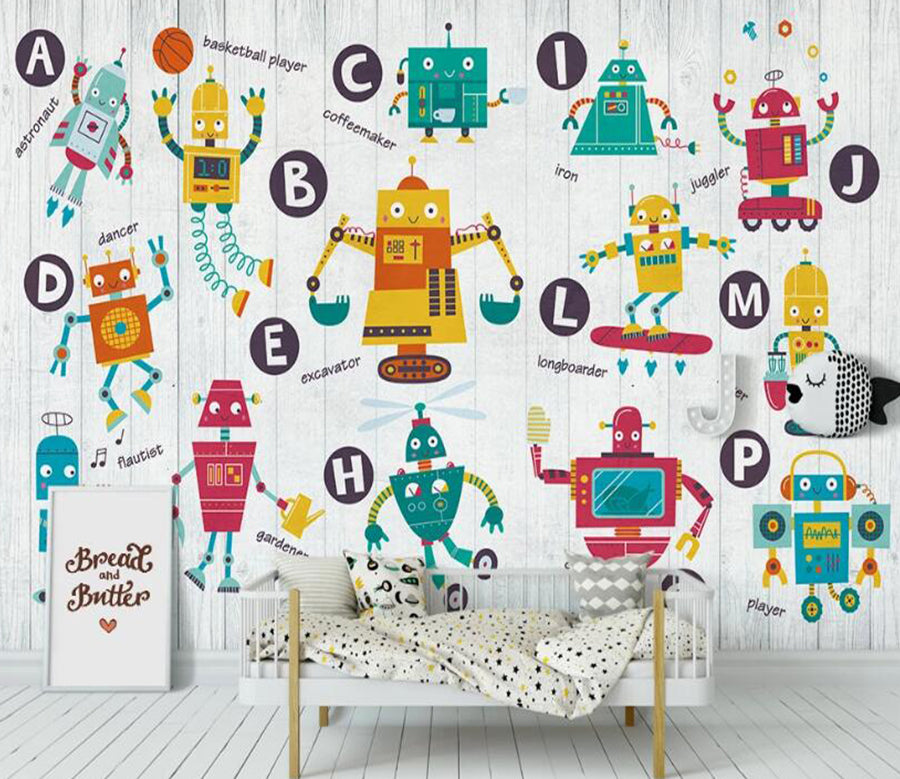 3D Childlike Robot 1045 Wall Murals