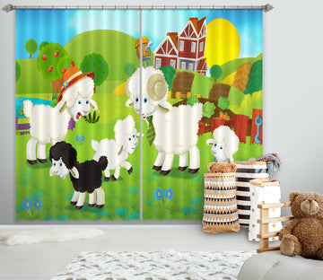 3D Cow Farm 713 Curtains Drapes