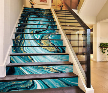 3D Blue Slow Flowing Texture 479 Stair Risers