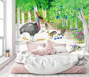 3D Forest Ostrich 1403 Michael Sewell Wall Mural Wall Murals