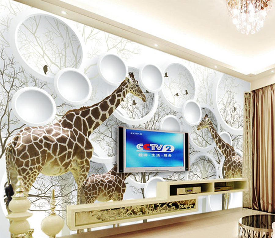 3D Cute Giraffe WG124 Wall Murals