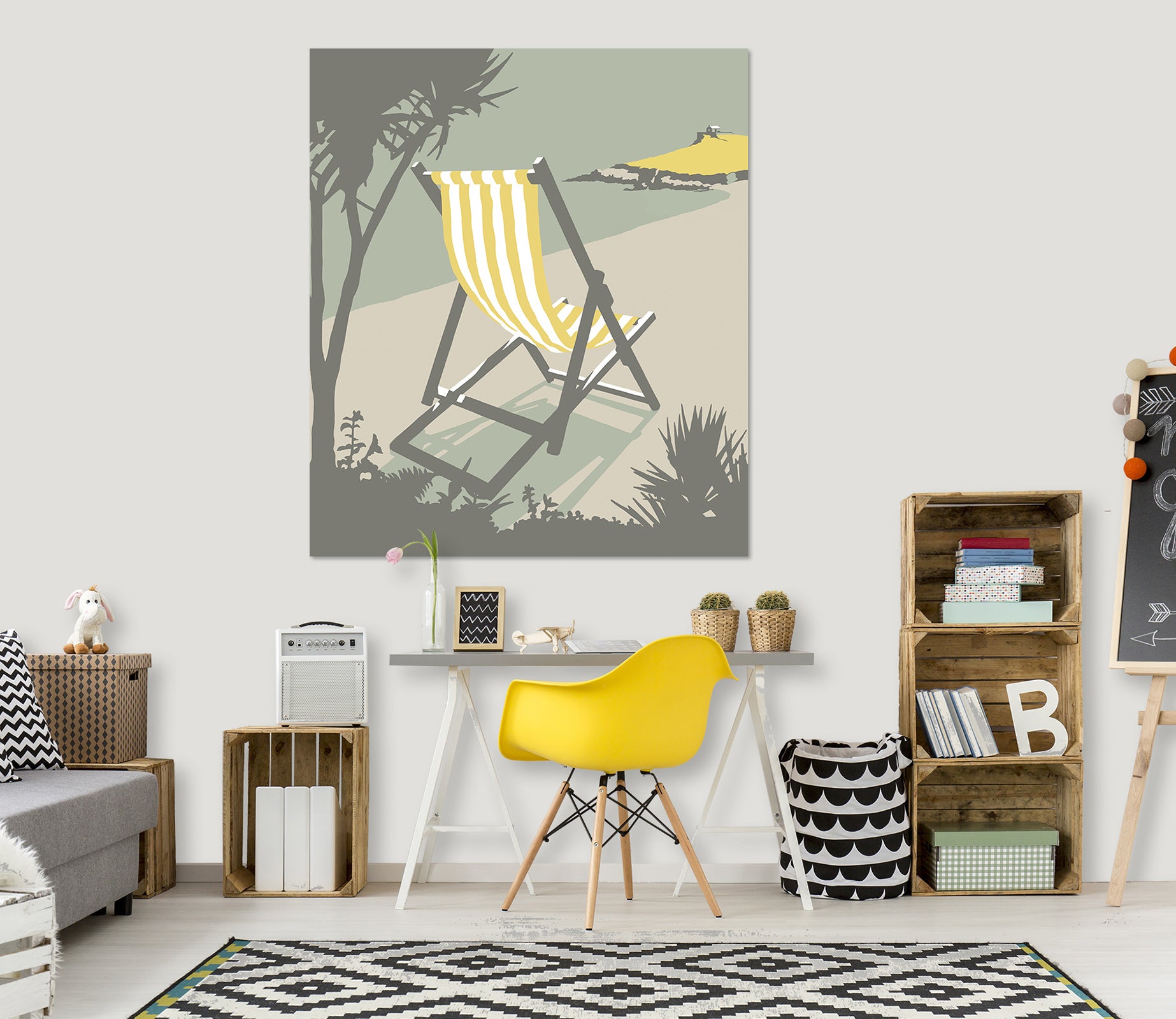 3D Small Yellow Bench 071 Steve Read Wall Sticker
