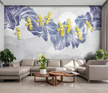 3D Golden Bird WC19 Wall Murals Wallpaper AJ Wallpaper 2 