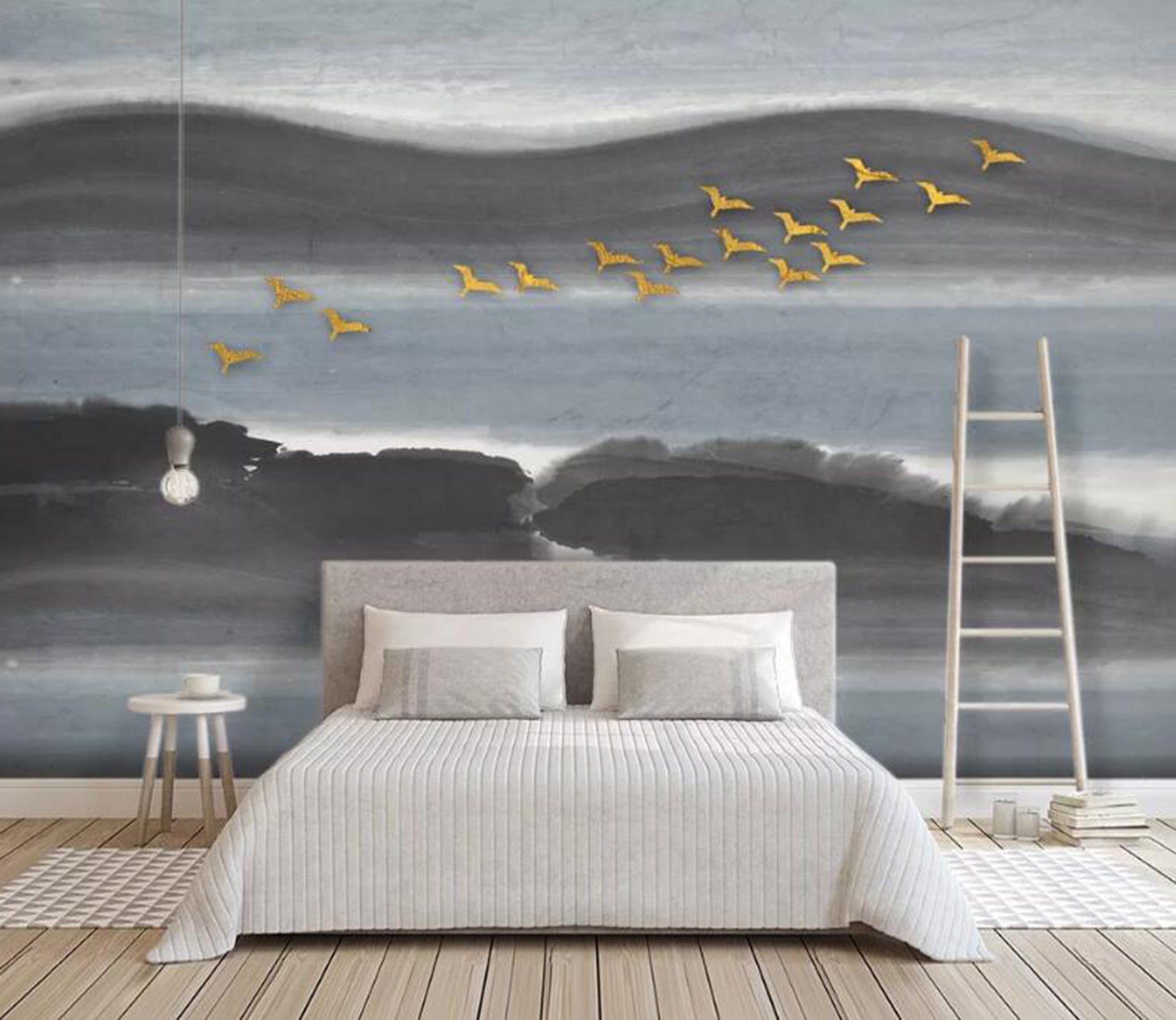 3D Golden Bird WC20 Wall Murals Wallpaper AJ Wallpaper 2 