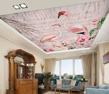 3D Pink Flamingo 974 Andrea Haase Ceiling Wallpaper Murals