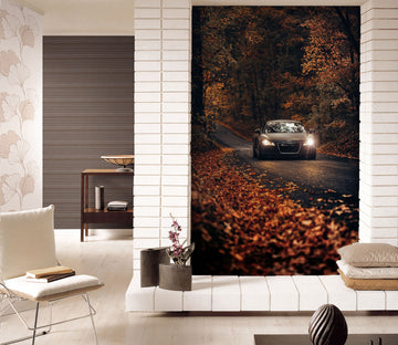 3D Autumn Maple Car 442 Vehicle Wall Murals