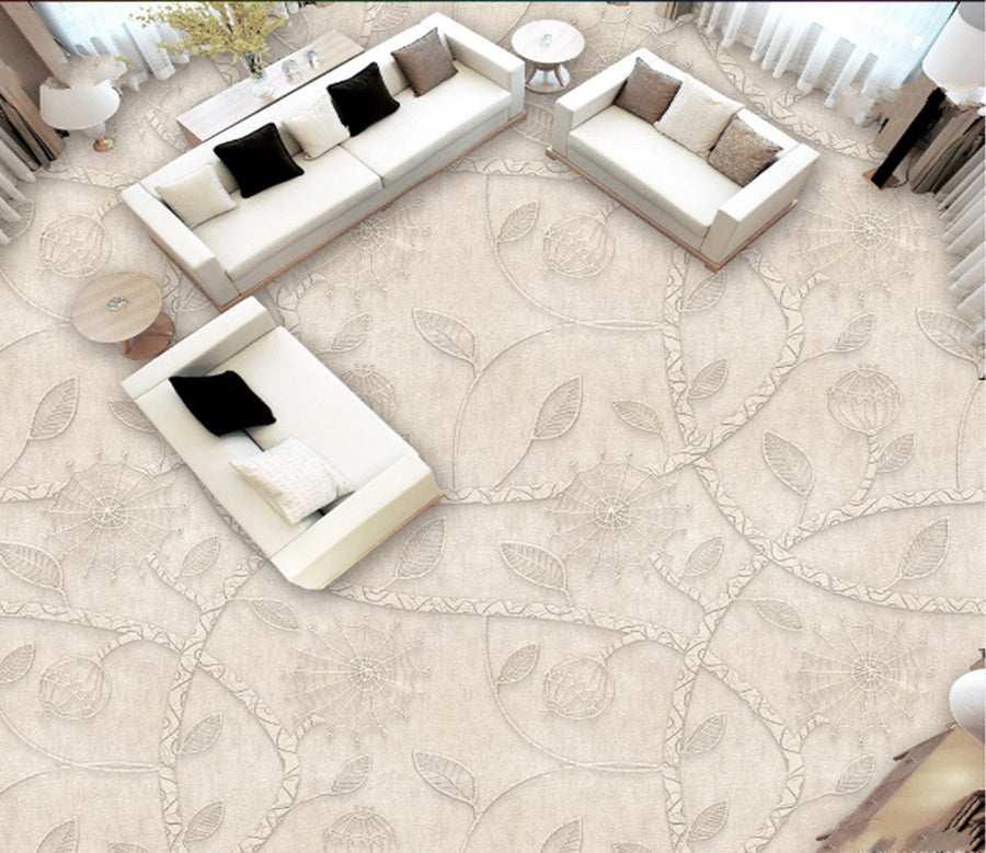 3D Pastel Leaves 190 Floor Mural  Self-Adhesive Sticker Bathroom Non-slip Waterproof Flooring Murals