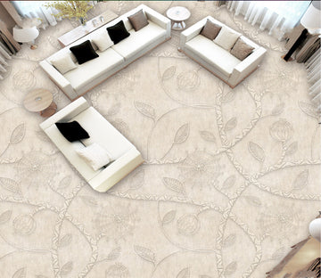 3D Pastel Leaves 190 Floor Mural  Self-Adhesive Sticker Bathroom Non-slip Waterproof Flooring Murals