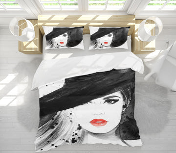 3D Black Hat Lady 054 Bed Pillowcases Quilt