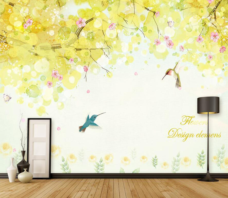 3D Yellow Flower 045 Wall Murals