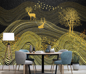 3D Golden Deer WG059 Wall Murals
