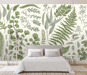 3D Pastel Leaves 605 Wall Murals