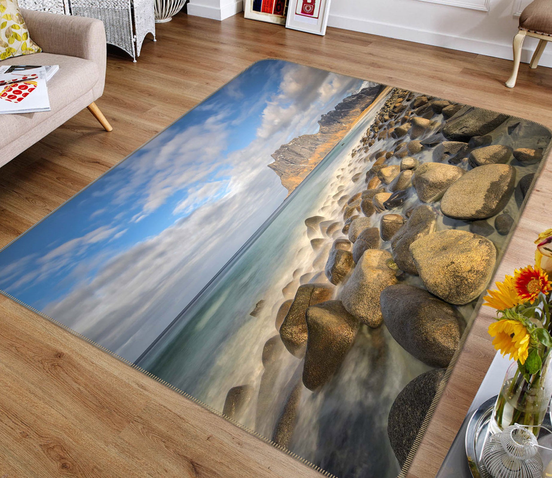 3D Sea Stones 1156 Marco Carmassi Rug Non Slip Rug Mat