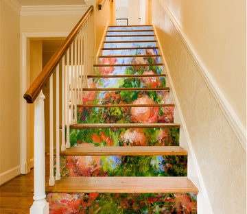 3D Pink Flower Garden Painting 90110 Allan P. Friedlander Stair Risers