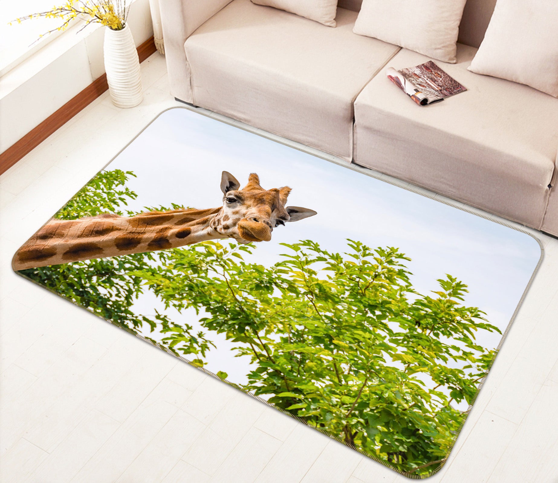 3D Giraffe Woods 136 Animal Non Slip Rug Mat