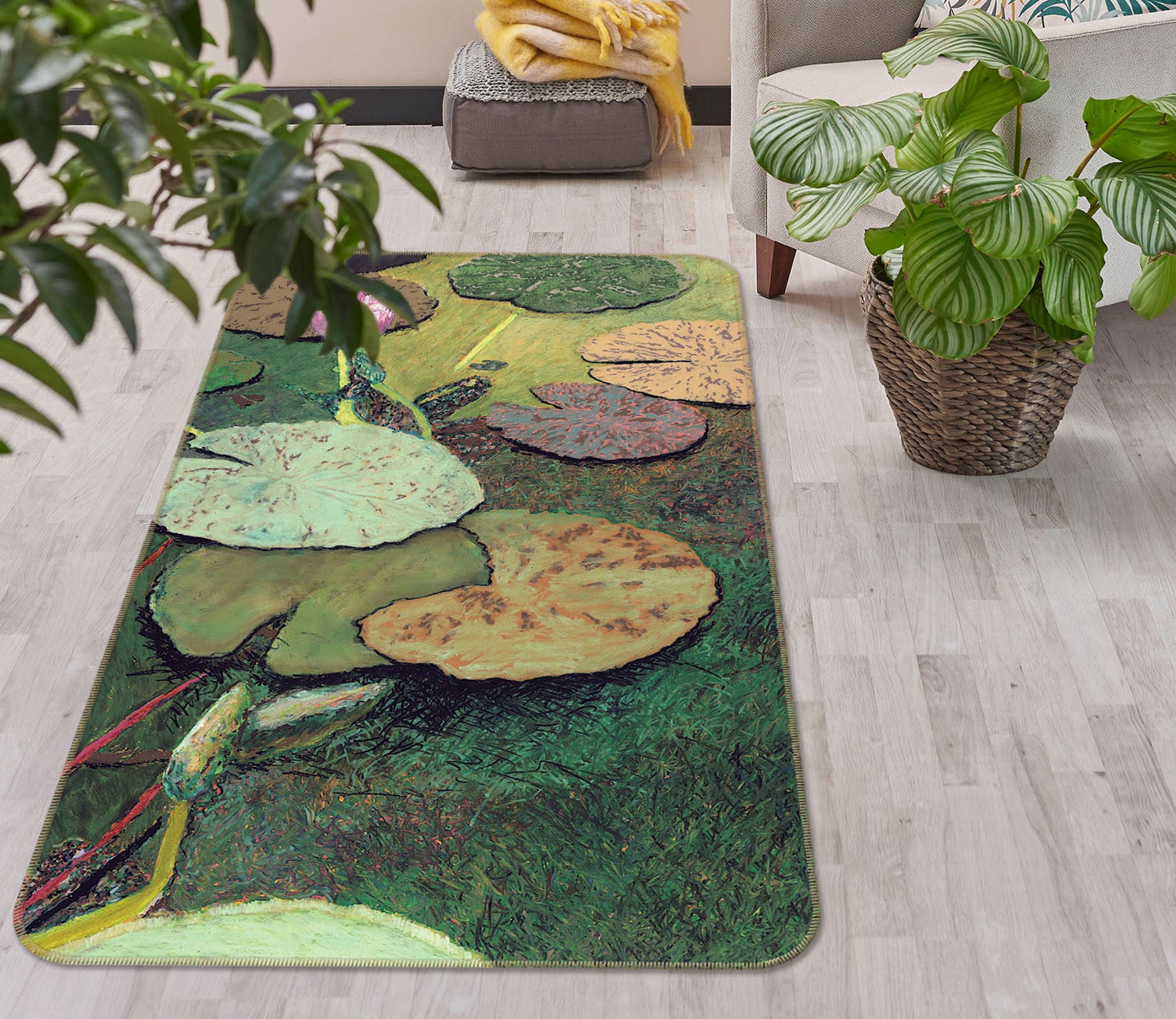 3D Lotus Leaf Painting 3032 Allan P. Friedlander Rug Non Slip Rug Mat