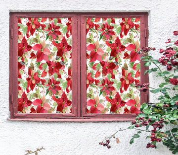 3D Red Bougainvillea 30043 Christmas Window Film Print Sticker Cling Stained Glass Xmas