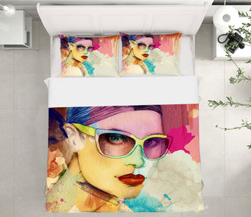 3D Sunglasses Model Girl 356 Bed Pillowcases Quilt