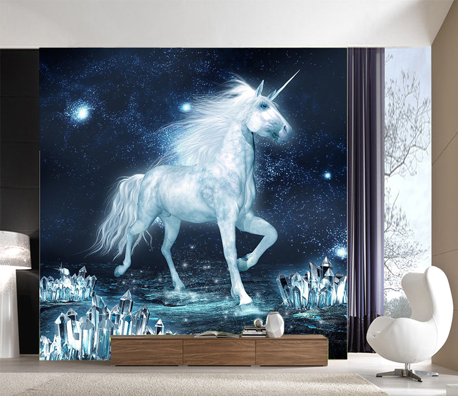 3D White Unicorn 1045 Wall Murals