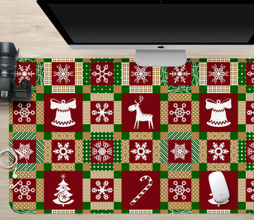 3D Snowflake Red Square 53244 Christmas Desk Mat Xmas