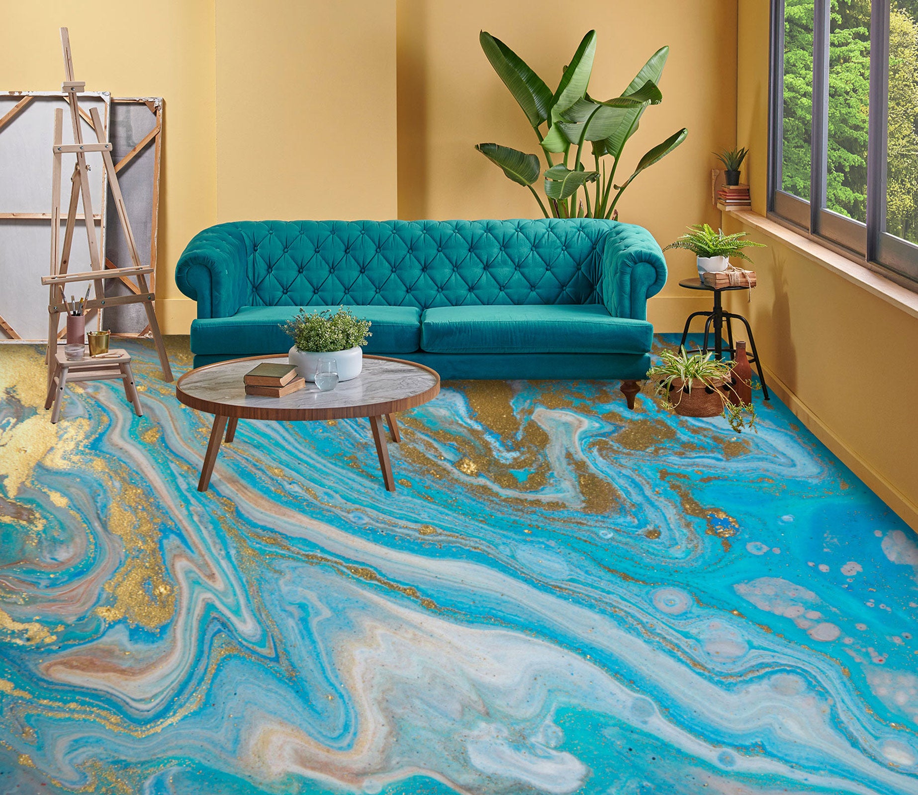 3D Fantasy Blue Texture 1121 Floor Mural  Wallpaper Murals Self-Adhesive Removable Print Epoxy