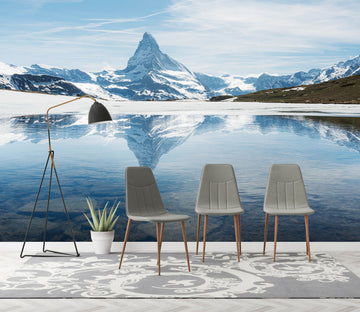 3D Snow Mountain Lake 39 Wall Murals