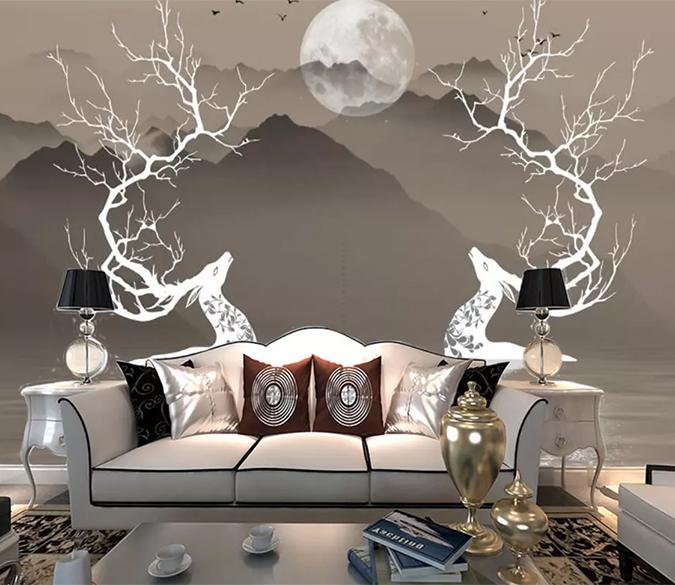 3D Elk Moon 320 Wall Murals Wallpaper AJ Wallpaper 2 