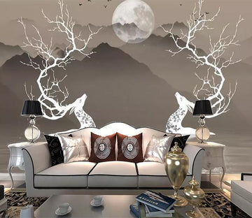 3D Elk Moon 320 Wall Murals Wallpaper AJ Wallpaper 2 
