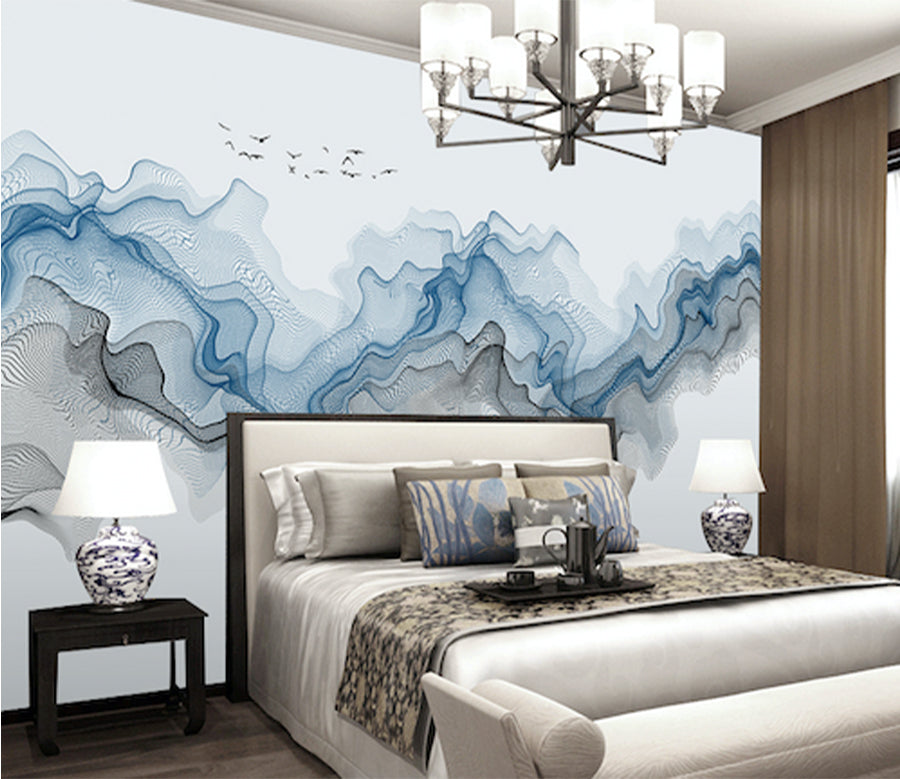 3D Blue Wave Painting WG170 Wall Murals
