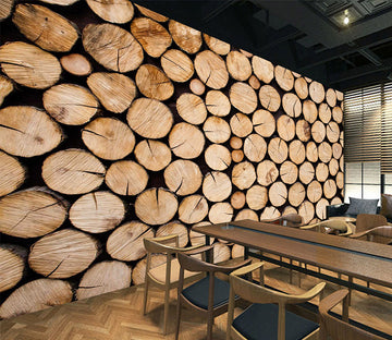 3D Wood Pile 1004 Wall Murals
