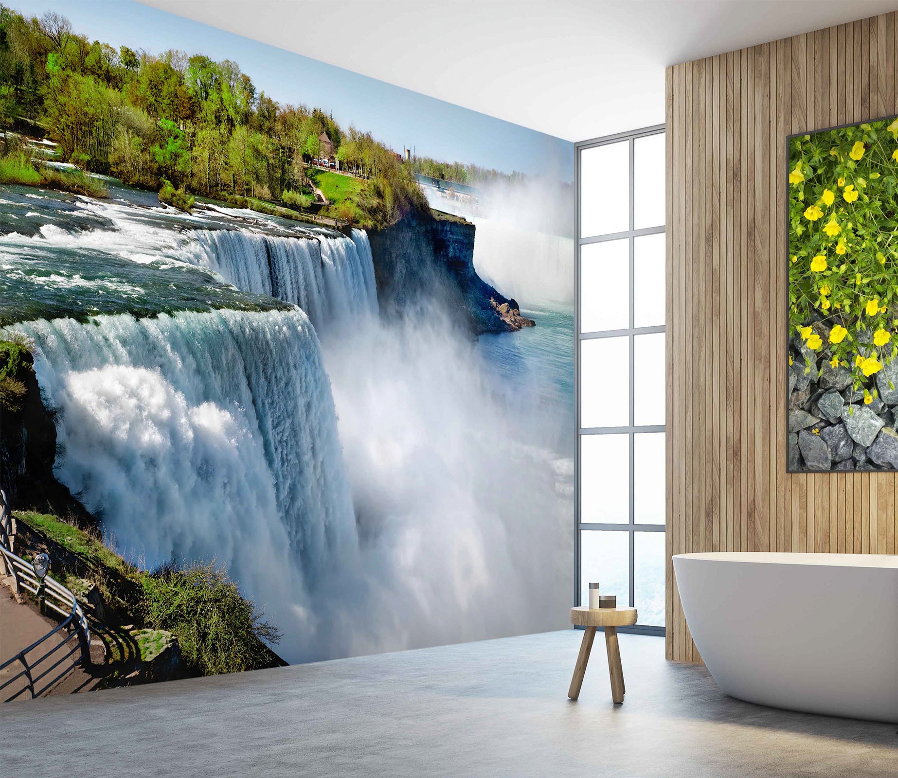 3D White Waterfall Nature 52 Wall Murals