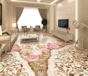3D Pink Rose WG366 Floor Mural Wallpaper AJ Wallpaper 2 
