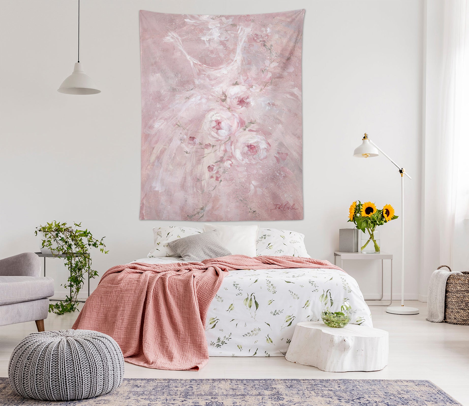 3D Pink Rose Gauze Dress 11207 Debi Coules Tapestry Hanging Cloth Hang