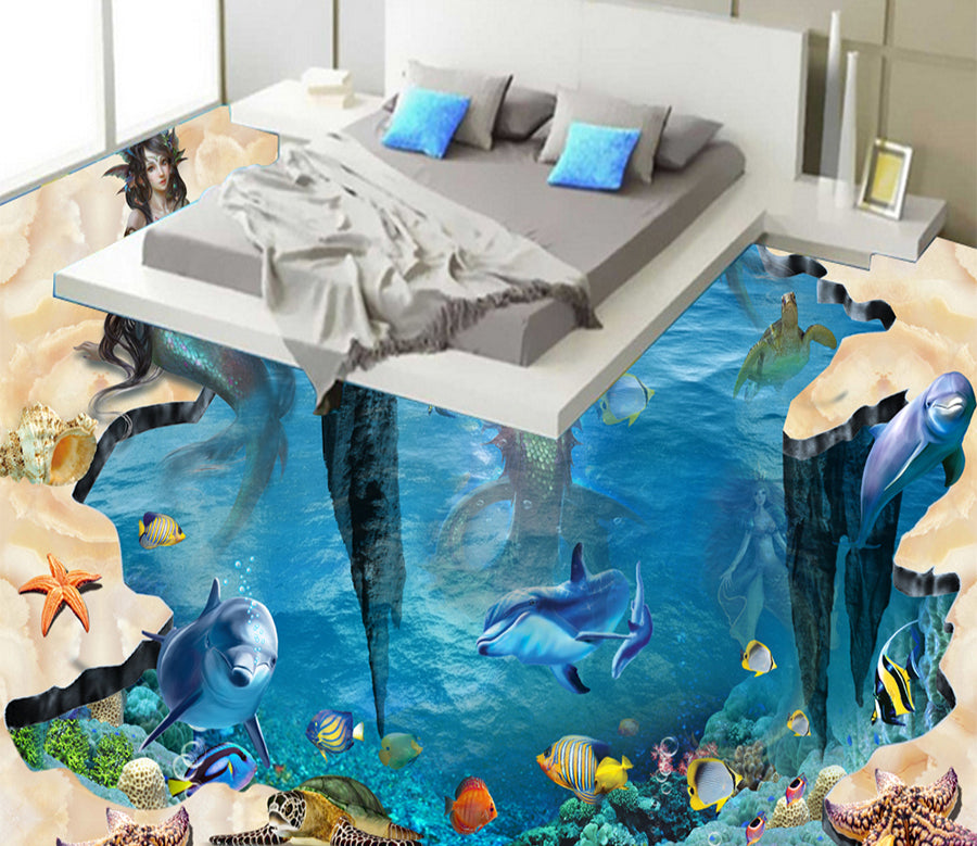 3D Mysterious Mermaid 597 Floor Mural  Wallpaper Murals Rug & Mat Print Epoxy waterproof bath floor