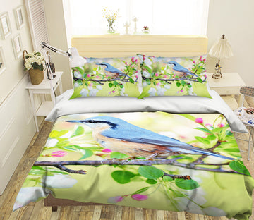 3D Blue Magpie 122 Bed Pillowcases Quilt