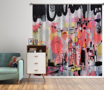 3D Pink Art Graffiti 2388 Misako Chida Curtain Curtains Drapes