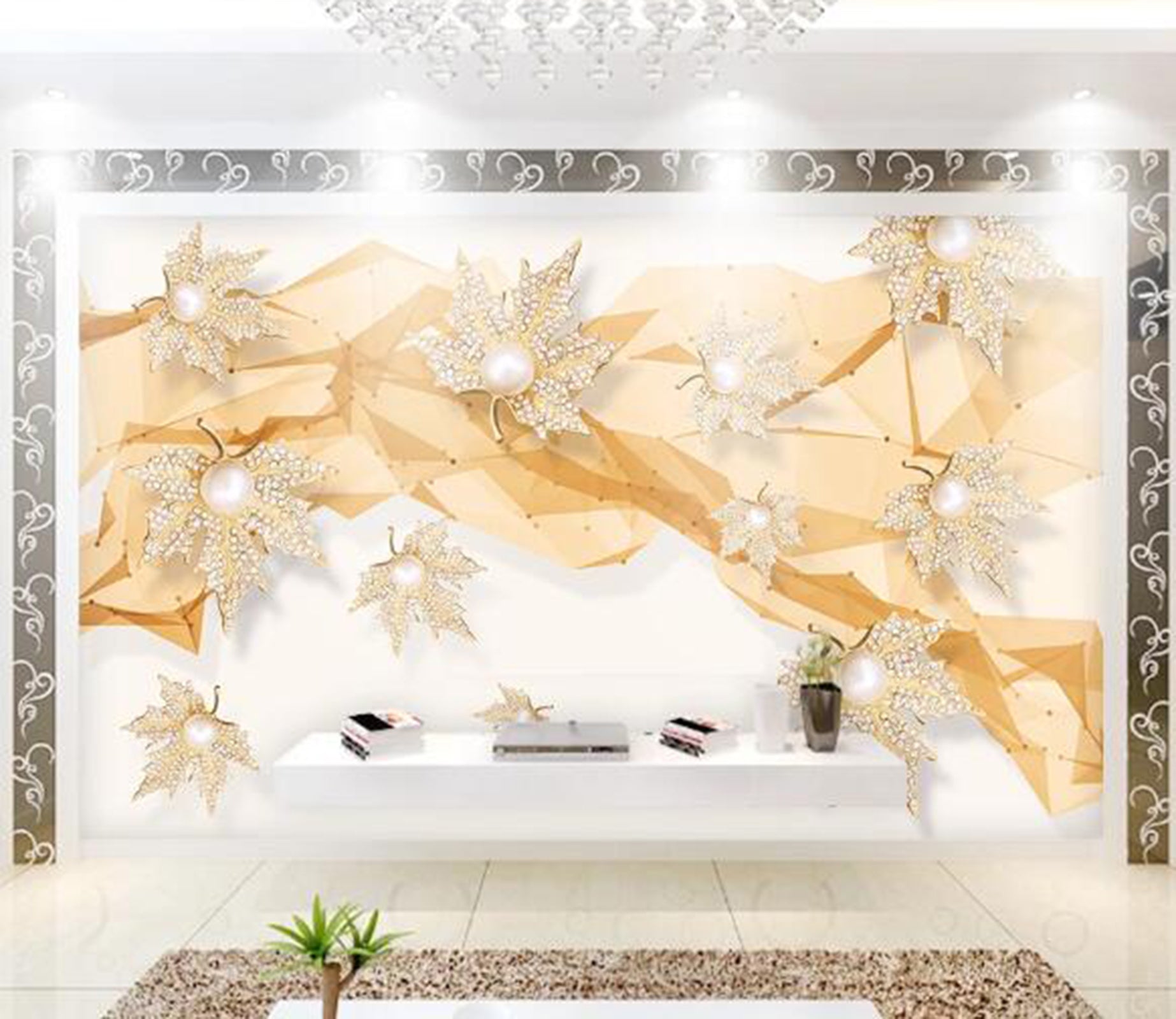 3D Diamond Leaves WC08 Wall Murals Wallpaper AJ Wallpaper 2 
