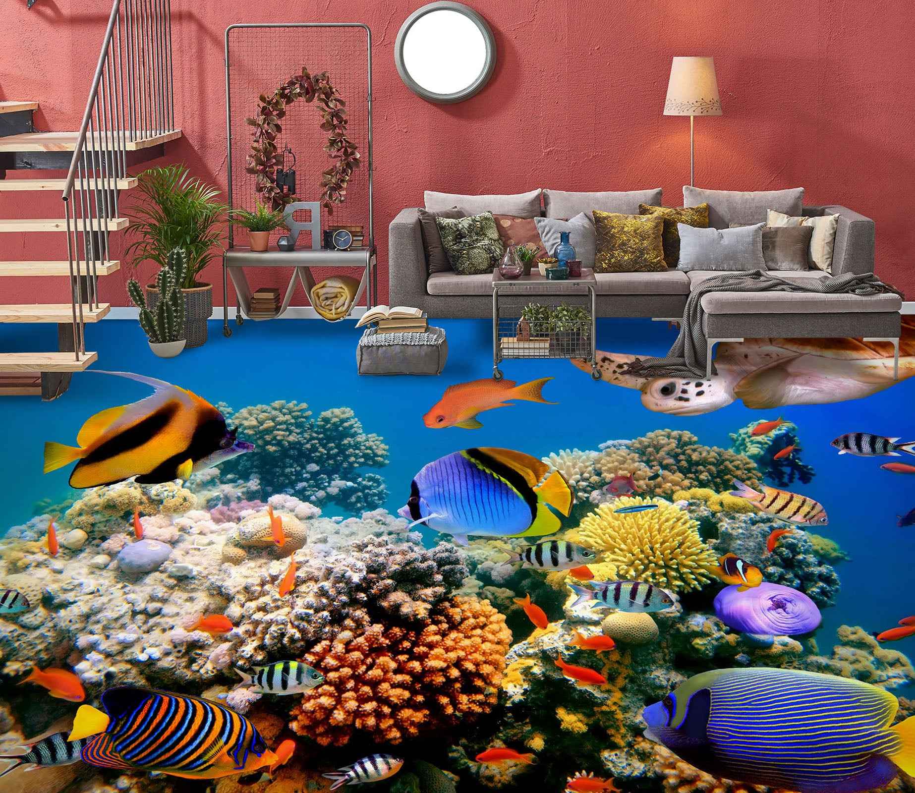 3D Abundant Fish 1423 Floor Mural  Wallpaper Murals Self-Adhesive Removable Print Epoxy