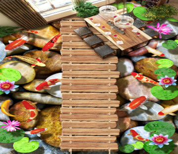 3D Pond Koi 253 Floor Mural  Wallpaper Murals Rug & Mat Print Epoxy waterproof bath floor