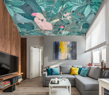 3D Blue Leaf Parrot 5257 Andrea Haase Ceiling Wallpaper Murals