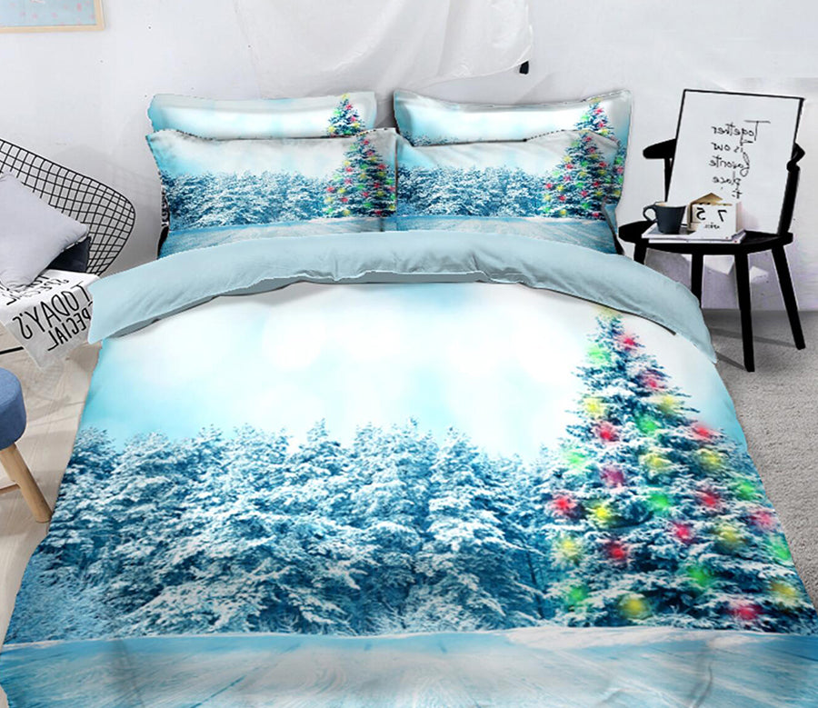 3D Snow Forest 31191 Christmas Quilt Duvet Cover Xmas Bed Pillowcases