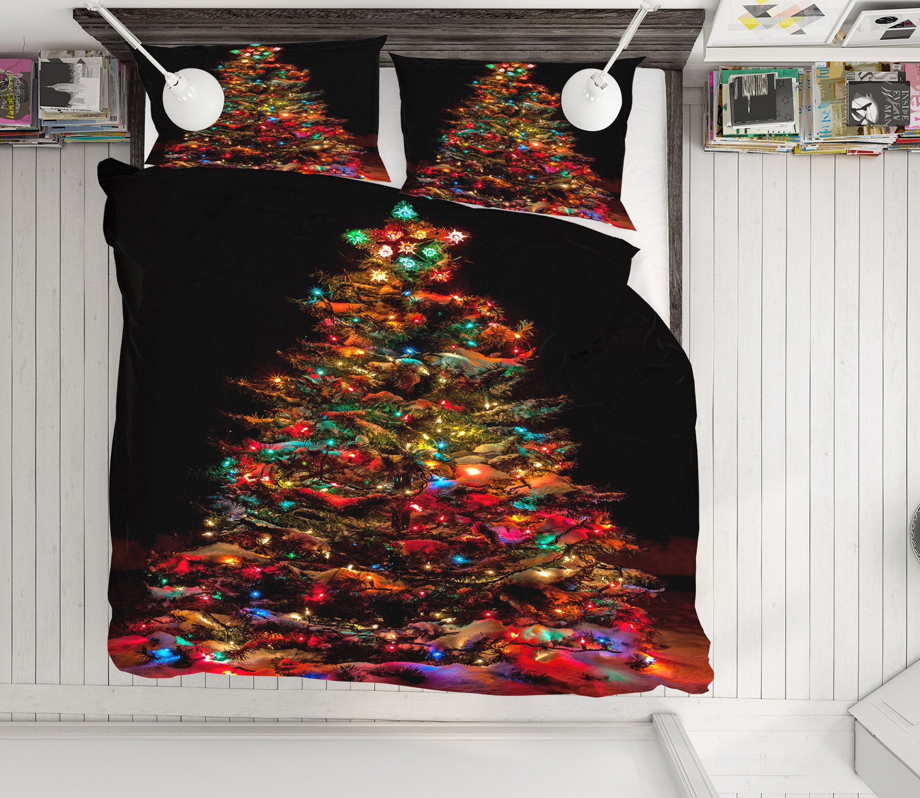 3D Colored Lights Tree 52233 Christmas Quilt Duvet Cover Xmas Bed Pillowcases
