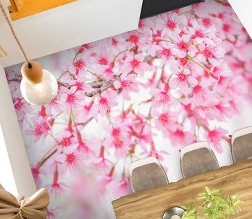 3D Romantic Pink Flowers 1236 Floor Mural  Wallpaper Murals Self-Adhesive Removable Print Epoxy