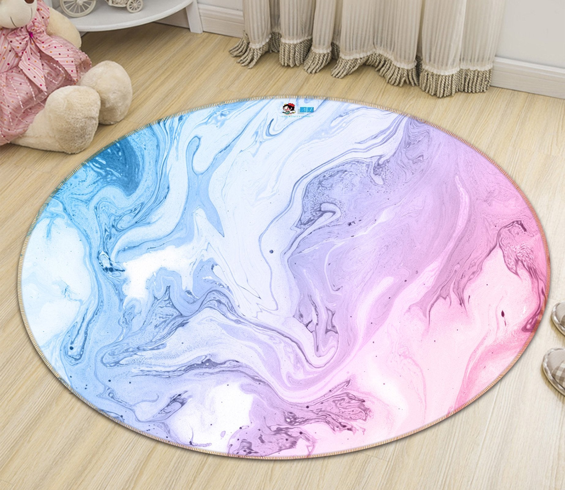 3D Gouache Wave 104 Round Non Slip Rug Mat Mat AJ Creativity Home 